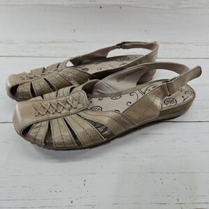 Baretraps Ready Sandals Womens 11 Slingback Beige Tan‎ Leather Closed Toe Buckle
